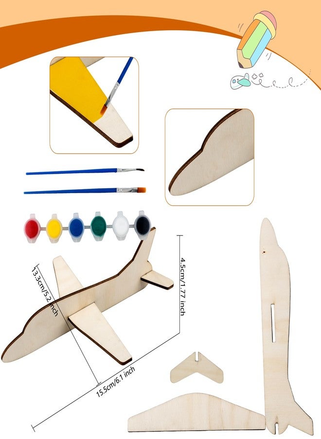 Feradny 30 Pcs Unfinished Wooden Airplane Craft for Kids with Painting Tools DIY 3D Airplane kit Wood Planes Handicraft for Kids School Art Craft Projects Activity Gifts - Image 2